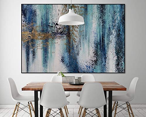 KunstLoft® XXL Gemälde Neptunes Might 180x120cm | original handgemalte Bilder | Verlauf Abstrakt Türkis Gelb | Leinwand-Bild Ölgemälde einteilig groß | Modernes Kunst Ölbild