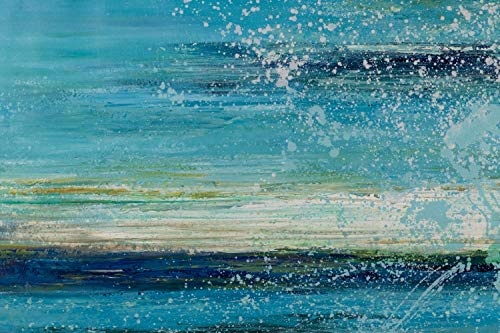 KunstLoft® XXL Gemälde Turquoise Ambitions 200x100cm | original handgemalte Bilder | Horizont Abstrakt Blau Türkis | Leinwand-Bild Ölgemälde einteilig groß | Modernes Kunst Ölbild