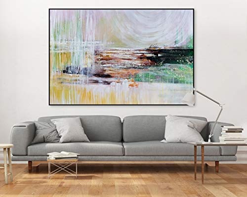 KunstLoft® XXL Gemälde Das Spiel des Lebens 180x120cm | original handgemalte Bilder | Linien Abstrakt Beige Grün | Leinwand-Bild Ölgemälde einteilig groß | Modernes Kunst Ölbild