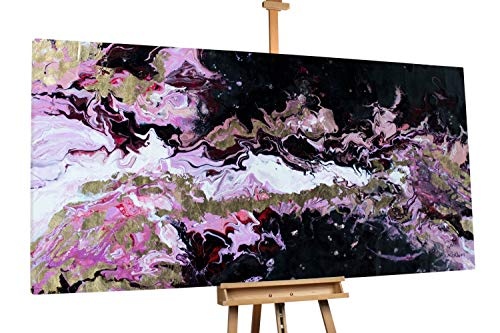 KunstLoft® XXL Gemälde Die Liebe zu Dir 200x100cm | original handgemalte Bilder | Farbfluss Abstrakt Rosa Lila | Leinwand-Bild Ölgemälde einteilig groß | Modernes Kunst Ölbild