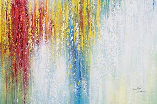KunstLoft® XXL Gemälde Sommertraum 180x120cm | original handgemalte Bilder | Farbverlauf Abstrakt Rot Türkis | Leinwand-Bild Ölgemälde einteilig groß | Modernes Kunst Ölbild