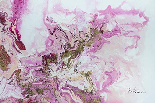 KunstLoft® XXL Gemälde Der Liebesschwur 180x120cm | original handgemalte Bilder | Farbfluss Abstrakt Rosa Weiß | Leinwand-Bild Ölgemälde einteilig groß | Modernes Kunst Ölbild