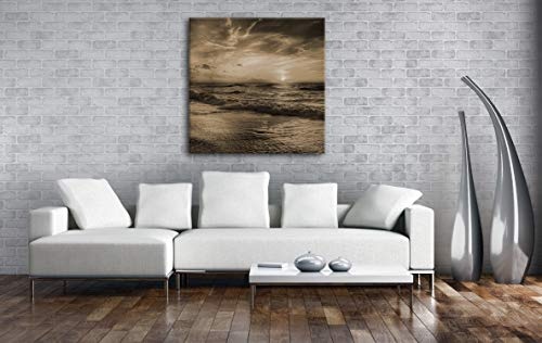 deyoli Traumhafter Sonnenuntergang Format: 70x70 Effekt: Sepia als Leinwandbild, Motiv fertig gerahmt auf Echtholzrahmen, Hochwertiger Digitaldruck mit Rahmen, Kein Poster oder Plakat