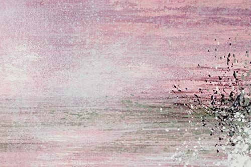 KunstLoft® XXL Gemälde EIN zarter Hauch 180x120cm | original handgemalte Bilder | Abstrakt Farbspritzer Rosa Grau | Leinwand-Bild Ölgemälde einteilig groß | Modernes Kunst Ölbild