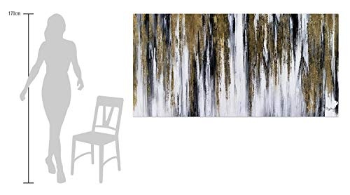 KunstLoft® XXL Gemälde Stroke of Luck 200x100cm | original handgemalte Bilder | Abstrakt Streifen Schwarz Weiß | Leinwand-Bild Ölgemälde einteilig groß | Modernes Kunst Ölbild