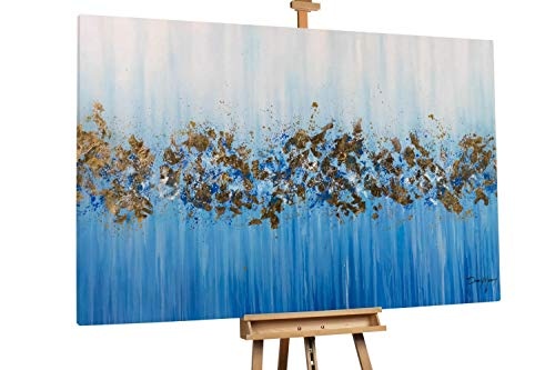 KunstLoft® XXL Gemälde Hoheitlicher Glanz 180x120cm | original handgemalte Bilder | Abstrakt Farbverlauf Blau Grau | Leinwand-Bild Ölgemälde einteilig groß | Modernes Kunst Ölbild