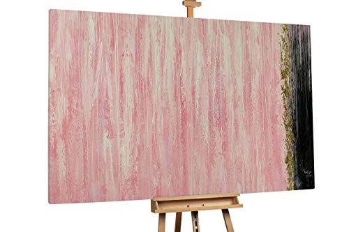 KunstLoft® XXL Gemälde Geheime Liebe 180x120cm | original handgemalte Bilder | Abstrakt Streifen Rosa Schwarz | Leinwand-Bild Ölgemälde einteilig groß | Modernes Kunst Ölbild