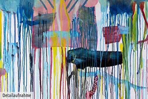 KunstLoft XXL Gemälde Schillernder Regen 200x100cm | Original handgemalte Bilder | Abstrakt Weiß Blau Bunt | Leinwand-Bild Ölgemälde Einteilig groß | Modernes Kunst Ölbild