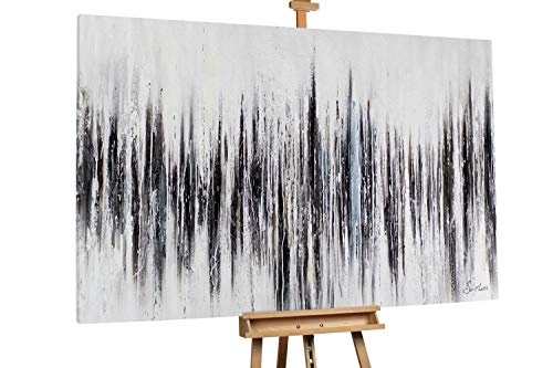 KunstLoft® XXL Gemälde Hell trifft Dunkel 180x120cm | original handgemalte Bilder | Abstrakt Streifen Schwarz Weiß | Leinwand-Bild Ölgemälde einteilig groß | Modernes Kunst Ölbild