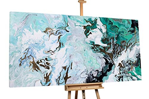 KunstLoft® XXL Gemälde Korallenwelt 200x100cm | original handgemalte Bilder | Abstrakt Türkis Gold Grün | Leinwand-Bild Ölgemälde einteilig groß | Modernes Kunst Ölbild