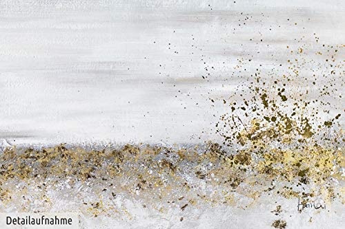 KunstLoft XXL Gemälde Feengeflüster 200x100cm | Original handgemalte Bilder | Abstrakt Weiß Beige Gold | Leinwand-Bild Ölgemälde Einteilig groß | Modernes Kunst Ölbild