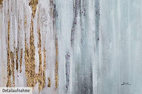 KunstLoft XXL Gemälde Gewobenes Gold 200x100cm | Original handgemalte Bilder | Abstrakt Grau Silber Gold | Leinwand-Bild Ölgemälde Einteilig groß | Modernes Kunst Ölbild