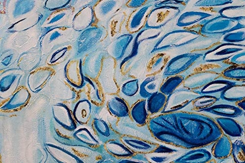KunstLoft® XXL Gemälde Blauer Pfau 180x120cm | original handgemalte Bilder | Abstrakt Blau Weiß | Leinwand-Bild Ölgemälde einteilig groß | Modernes Kunst Ölbild