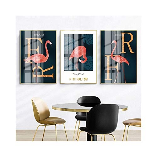 Chaick Flamingo Kristallporzellan Europäischer Stil Wasserdicht LichtbestäNdig Hintergrund Quadrat Leinwandbild Wandbilder Wanddekoration Design Wand Bild 3 StüCk,70 * 90CM