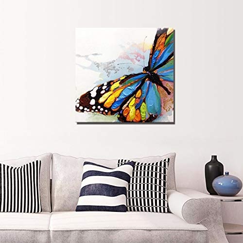 SHYHSCLBD Ölgemälde Auf Leinwand Handgemalt,Abstrakte Tier, Niedlichen Blauen Vogel, Öl Malerei Für Künstler Wohnzimmer Schlafzimmer Haus Dekoration Wandschmuck, 150 X 150 cm