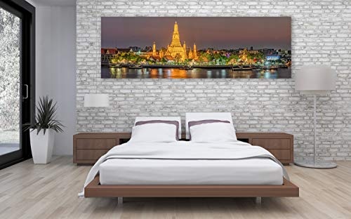 XXL Panorama Leinwandbild, Wat Aurun Tempel Bangkok, EIN Exklusives Fineart Bild als Wanddeko, und Wandbild in Galerie Qualität auf Canvas© Künstler Leinwand 300 x 100cm