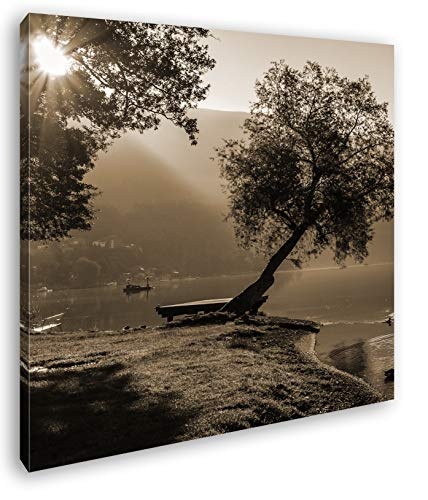 deyoli Sommerlicher Seetag Format: 70x70 Effekt: Sepia als Leinwandbild, Motiv fertig gerahmt auf Echtholzrahmen, Hochwertiger Digitaldruck mit Rahmen, Kein Poster oder Plakat