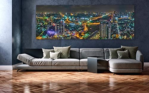 XXL Panorama Leinwandbild, Intersection Bangkok Thailand, EIN Exklusives Fineart Bild als Wanddeko, und Wandbild in Galerie Qualität auf Canvas© Künstler Leinwand 270 x 90cm