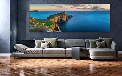 XXL Panorama Leinwandbild, Isle of Skye am Nest Point Lighthouse, EIN Exklusives Fineart Bild als Wanddeko, und Wandbild in Galerie Qualität auf Canvas© Künstler Leinwand 300 x 100cm
