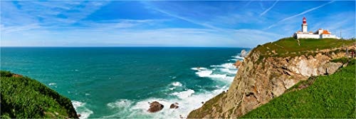 XXL Panorama Leinwandbild, Portugal Leuchtturm Cabo Da Roca, EIN Exklusives Fineart Bild als Wanddeko, und Wandbild in Galerie Qualität auf Canvas© Künstler Leinwand 300 x 100cm