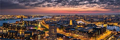 XXL Panorama Leinwandbild, Hafen Skyline von Rotterdam,...