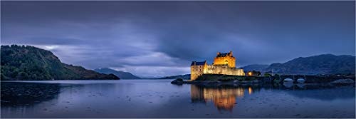 XXL Panorama Leinwandbild, Abends am Eilean Donan Castle,...