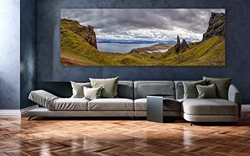 XXL Panorama Leinwandbild, Isle of Skye Old Man of Storr, EIN Exklusives Fineart Bild als Wanddeko, und Wandbild in Galerie Qualität auf Canvas© Künstler Leinwand 300 x 100cm