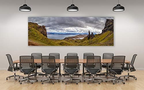 XXL Panorama Leinwandbild, Isle of Skye Old Man of Storr, EIN Exklusives Fineart Bild als Wanddeko, und Wandbild in Galerie Qualität auf Canvas© Künstler Leinwand 300 x 100cm