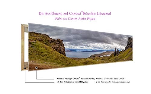 XXL Panorama Leinwandbild, Isle of Skye Old Man of Storr, EIN Exklusives Fineart Bild als Wanddeko, und Wandbild in Galerie Qualität auf Canvas© Künstler Leinwand 300 x 100cm