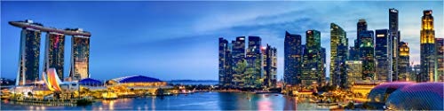 XXL Panorama Leinwandbild, Marina Bay Singapur, Fineart Bild, als hochwertige Wanddeko, Wandbild in Galerie Qualität auf Canvas© Künstler Leinwand 280 x 70cm