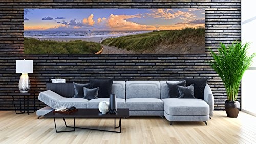 XXL Panorama Leinwandbild, Sylt der Weg zum Strand, Fineart Bild, als hochwertige Wanddeko, Wandbild in Galerie Qualität auf Canvas© Künstler Leinwand 300 x 75cm