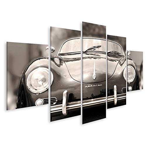 islandburner, Bild Bilder auf Leinwand NETT, Frankreich - 3. Juni 2015: Porsche-Luxusweinlesesportauto an der Stadtstraße. Retro-Stil - Sepia Wandbild, Poster, Leinwandbild PFJ-MFP-DE6