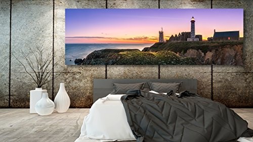 XXL Panorama Leinwandbild, Phare St. Mathieu Finistere Frankreich, EIN Exklusives Fineart Bild als Wanddeko, und Wandbild in Galerie Qualität auf Canvas© Künstler Leinwand 210 x 70cm