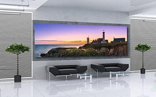 XXL Panorama Leinwandbild, Phare St. Mathieu Finistere Frankreich, EIN Exklusives Fineart Bild als Wanddeko, und Wandbild in Galerie Qualität auf Canvas© Künstler Leinwand 210 x 70cm