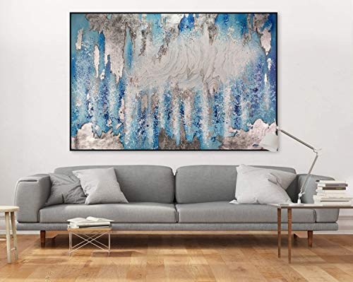 KunstLoft® XXL Gemälde Wind und Wetter 180x120cm | original handgemalte Bilder | Deko Abstrakt Weiß Blau Wasser Licht | Leinwand-Bild Ölgemälde einteilig groß | Modernes Kunst Ölbild