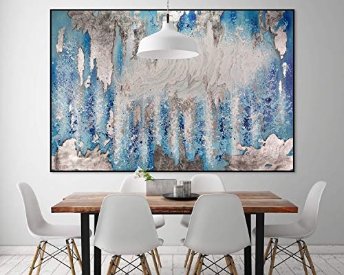 KunstLoft® XXL Gemälde Wind und Wetter 180x120cm | original handgemalte Bilder | Deko Abstrakt Weiß Blau Wasser Licht | Leinwand-Bild Ölgemälde einteilig groß | Modernes Kunst Ölbild