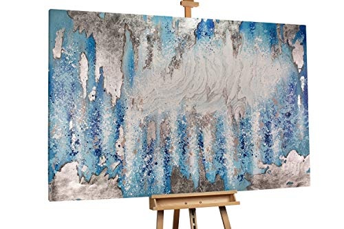 KunstLoft® XXL Gemälde Wind und Wetter 180x120cm | original handgemalte Bilder | Deko Abstrakt Weiß Blau Wasser Licht | Leinwand-Bild Ölgemälde einteilig groß | Modernes Kunst Ölbild