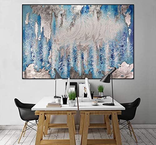 KunstLoft® XXL Gemälde Wind und Wetter 180x120cm | original handgemalte Bilder | Deko Abstrakt Weiß Blau Wasser Licht | Leinwand-Bild Ölgemälde einteilig groß | Modernes Kunst Ölbild