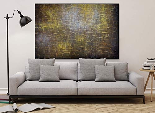 KunstLoft® XXL Gemälde Sand der Wüste 180x120cm | original handgemalte Bilder | Abstrakt Sand Gold | Leinwand-Bild Ölgemälde einteilig groß | Modernes Kunst Ölbild