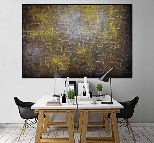 KunstLoft® XXL Gemälde Sand der Wüste 180x120cm | original handgemalte Bilder | Abstrakt Sand Gold | Leinwand-Bild Ölgemälde einteilig groß | Modernes Kunst Ölbild
