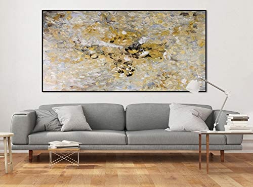 KunstLoft® XXL Gemälde Verrinnender Sand 200x100cm | original handgemalte Bilder | Abstrakt Gelb Beige | Leinwand-Bild Ölgemälde einteilig groß | Modernes Kunst Ölbild