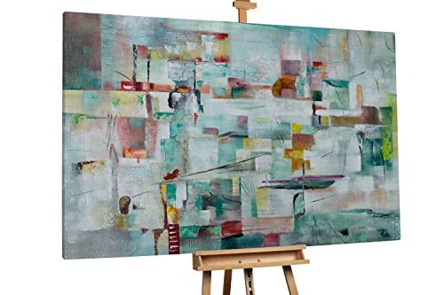 KunstLoft® XXL Gemälde Pale City 180x120cm | original handgemalte Bilder | Abstrakt Beige Deko Muster | Leinwand-Bild Ölgemälde einteilig groß | Modernes Kunst Ölbild