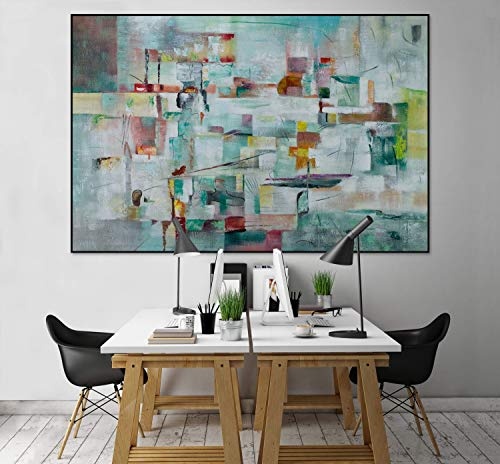 KunstLoft® XXL Gemälde Pale City 180x120cm | original handgemalte Bilder | Abstrakt Beige Deko Muster | Leinwand-Bild Ölgemälde einteilig groß | Modernes Kunst Ölbild