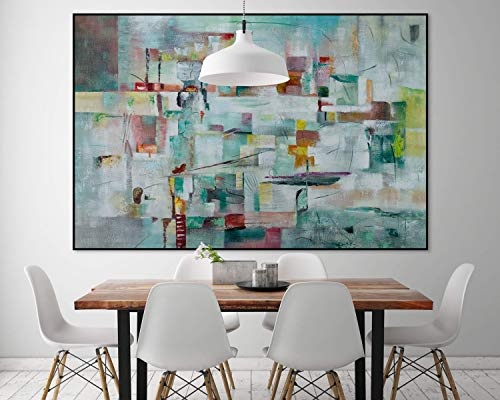 KunstLoft® XXL Gemälde Pale City 180x120cm | original handgemalte Bilder | Abstrakt Beige Deko Muster | Leinwand-Bild Ölgemälde einteilig groß | Modernes Kunst Ölbild