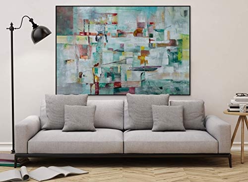 KunstLoft® XXL Gemälde Pale City 180x120cm | original handgemalte Bilder | Abstrakt Beige Deko Muster | Leinwand-Bild Ölgemälde einteilig groß | Modernes Kunst Ölbild