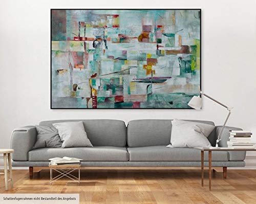 KunstLoft® XXL Gemälde Pale City 180x120cm | original handgemalte Bilder | Abstrakt Beige Deko Muster | Leinwand-Bild Ölgemälde einteilig groß | Modernes Kunst Ölbild