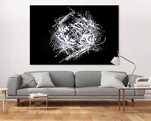 KunstLoft® XXL Gemälde Schlichte Harmonie 180x120cm | original handgemalte Bilder | Deko Yin Yang Abstrakt in Schwarz-Weiß | Leinwand-Bild Ölgemälde einteilig groß | Modernes Kunst Ölbild