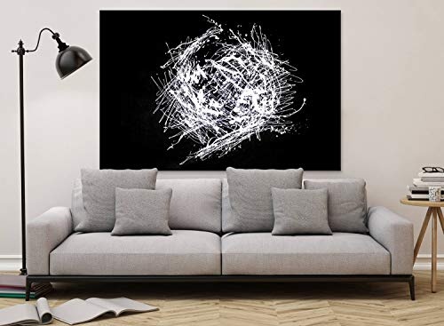 KunstLoft® XXL Gemälde Schlichte Harmonie 180x120cm | original handgemalte Bilder | Deko Yin Yang Abstrakt in Schwarz-Weiß | Leinwand-Bild Ölgemälde einteilig groß | Modernes Kunst Ölbild