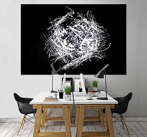 KunstLoft® XXL Gemälde Schlichte Harmonie 180x120cm | original handgemalte Bilder | Deko Yin Yang Abstrakt in Schwarz-Weiß | Leinwand-Bild Ölgemälde einteilig groß | Modernes Kunst Ölbild