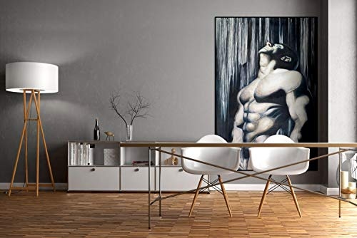 KunstLoft® XXL Gemälde Temptation 120x180cm | original handgemalte Bilder | Akt Schwarz-Weiß Deko | Leinwand-Bild Ölgemälde einteilig groß | Modernes Kunst Ölbild